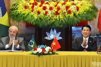 越南国家主席梁强和巴西总统路易斯·伊纳西奥·卢拉·达席尔瓦。图自nhandan.vn