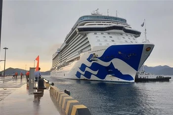 庆和省迎接载有1200名游客的 “寻梦公主号” 邮轮。图自越通社