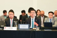 越南工贸部部长阮鸿延出席CPTPP协定第九次理事会会议。图自越通社