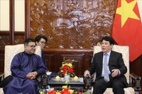 越南国家主席梁强会见前来拜别的智利大使塞尔吉奥·纳雷亚·古兹曼。图自越通社