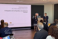 越南驻阿根廷大使吴明月在研讨会上发言。图自越通社