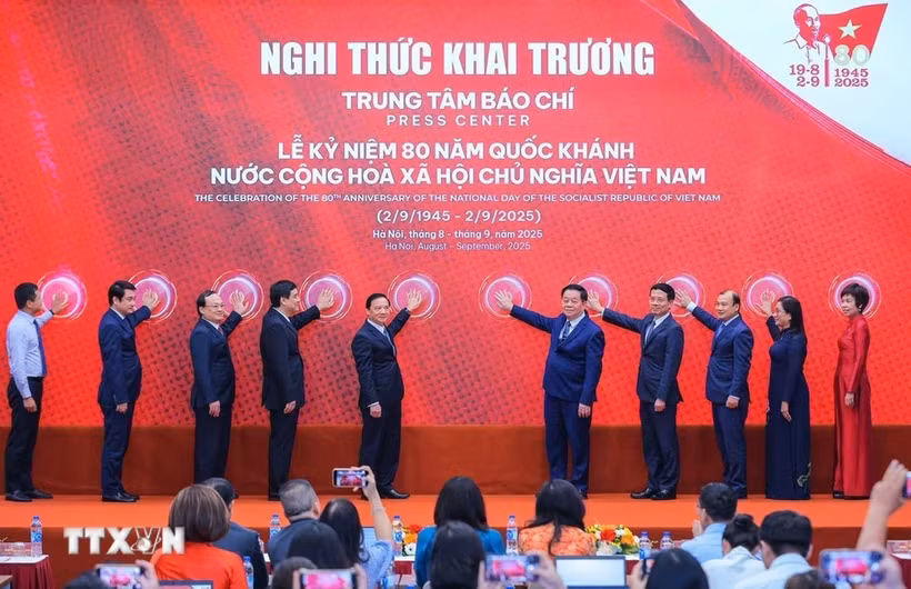 新闻中心揭幕仪式现场。图自越通社