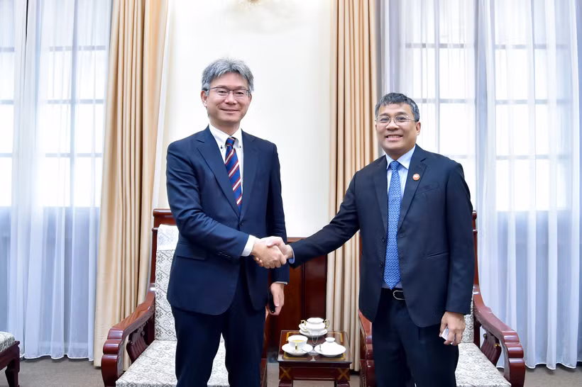 越南外交部常务副部长阮明宇会见日本国际协力机构领导。图自越通社