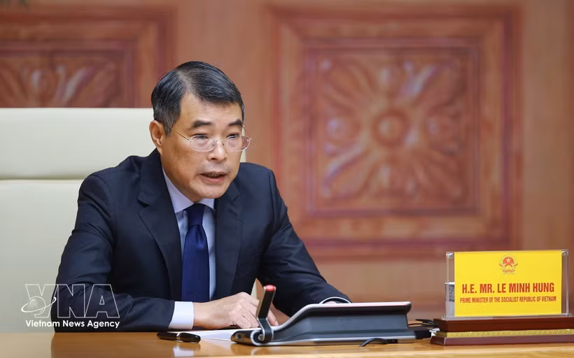 黎明兴总理在亚洲零排放共同体线上峰会上发表讲话。图自越通社