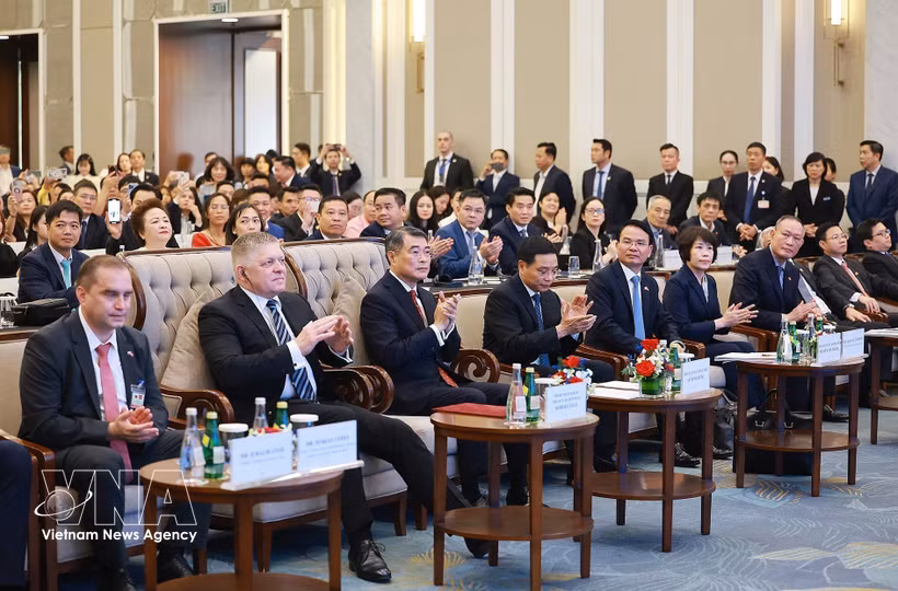 黎明兴总理与斯洛伐克总理共同出席越斯企业论坛。图自越通社