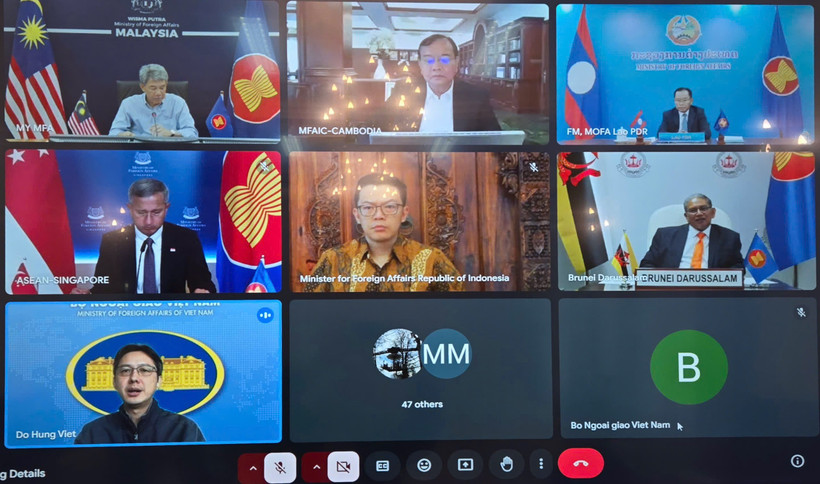 东盟各国外长3月30日上午召开紧急视频会议。图自越通社