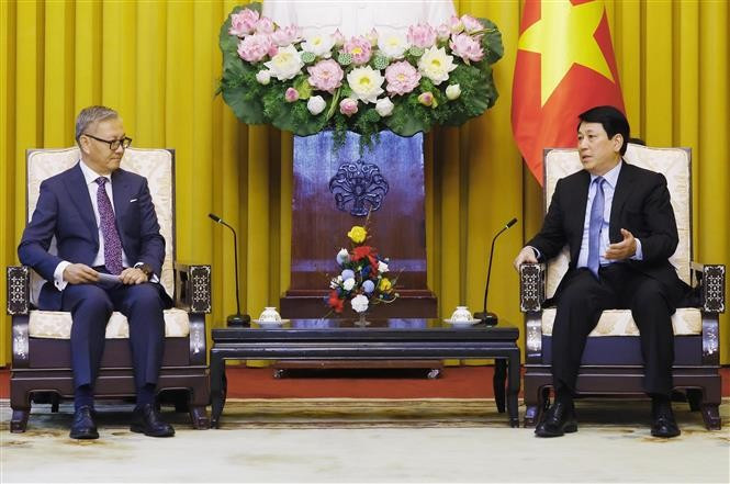 国家主席梁强会见老挝外交部部长通沙万。图自越通社