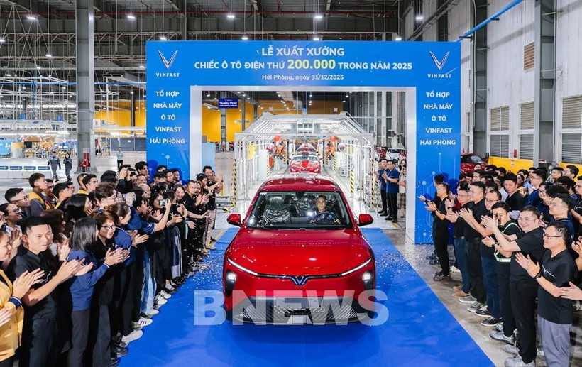 VinFast汽车第20万辆整车下线。图自越通社