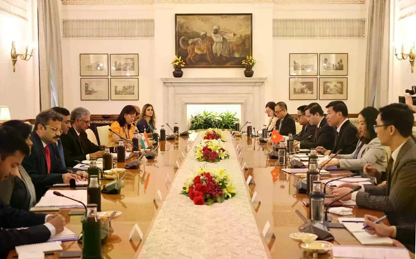 第13次越印政治磋商和第10次战略对话场景。图自越通社
