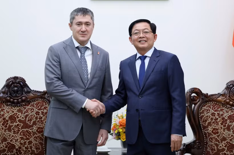 越南政府副总理胡国勇会见俄罗斯彼尔姆边疆区区长马霍宁。图自政府网