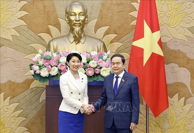 越南国会主席陈青敏会见日越友好议员联盟主席小渕优子。图自越通社