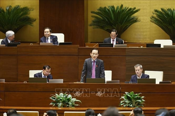 外交部长黎怀忠发言。图自越通社