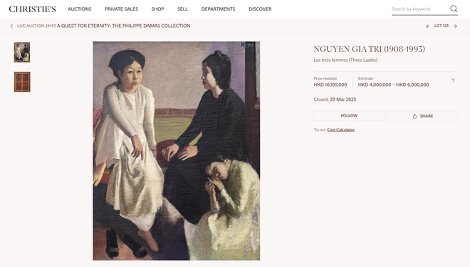 越南著名画家阮嘉智的画作《Le Trois Femmes》以逾200万美元成交。图自越通社