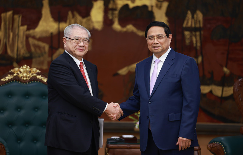 越南政府总理范明政会见日越友好协会关西地区分会主席祯西村。图自越通社