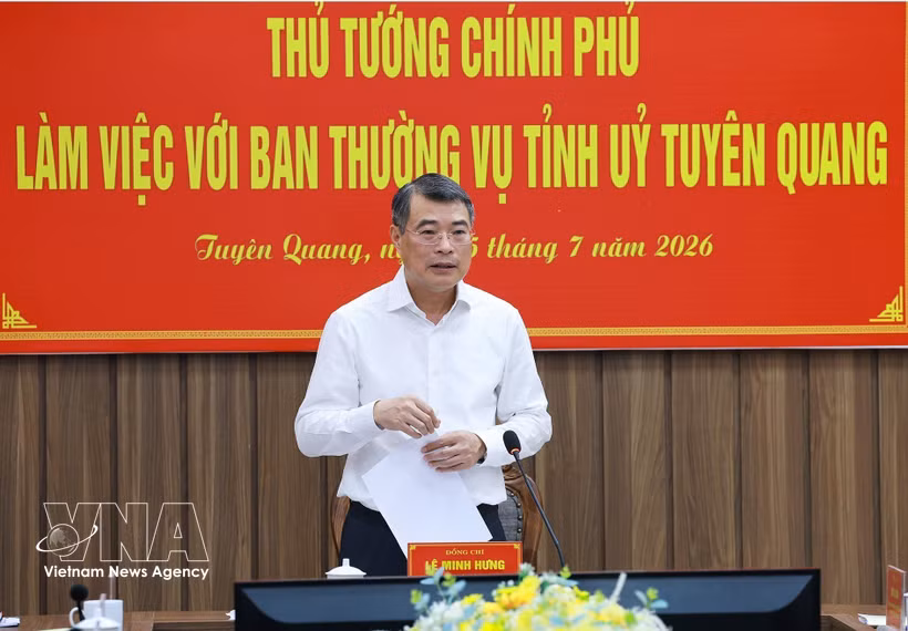 政府总理黎明兴发表讲话。图自越通社