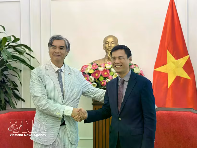 越南外交部副部长会见了欧盟驻东盟大使席姆。图自越通社