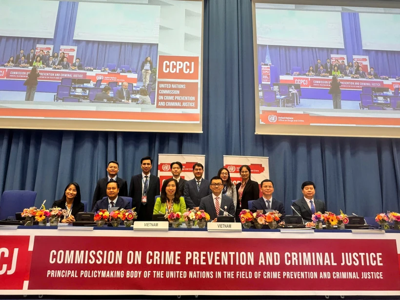 越南代表团出席联合国预防犯罪和刑事司法委员会第34届会议。图自越通社