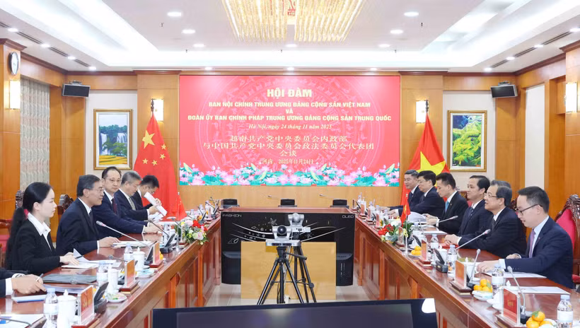 会谈现场。图自越通社