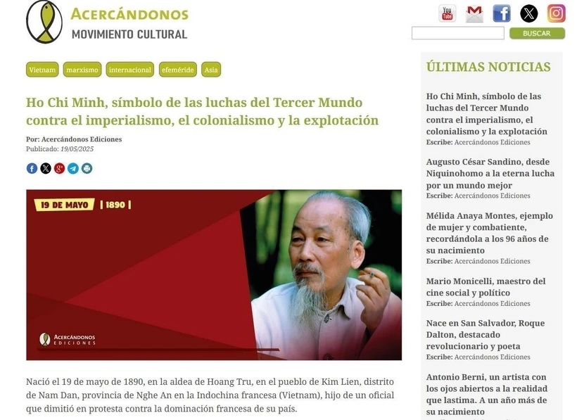 阿根廷《拉丁美洲摘要报》屏幕截图。图自越通社