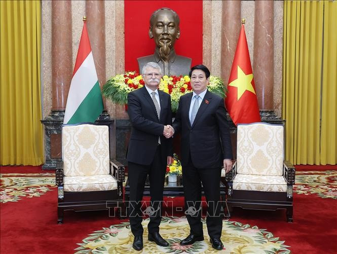 国家主席梁强会见匈牙利国会主席格维尔·拉斯洛。图自越通社