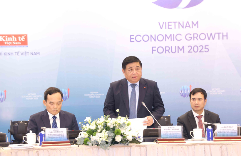 越南政府副总理阮志勇发言。图自越通社