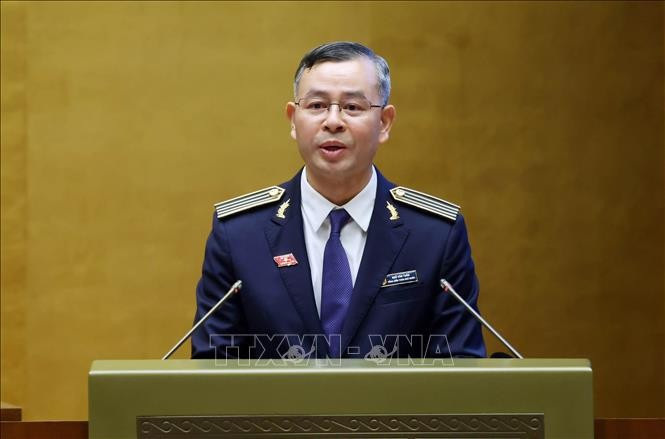 国家审计署审计长吴文俊在国会第十次会议上作了2021-2026任期工作报告。图自越通社
