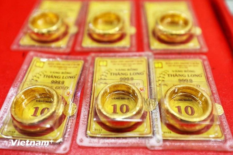 DOJI集团的金戒指报价为每两1.506亿越盾-1.536亿越盾。图自越通社