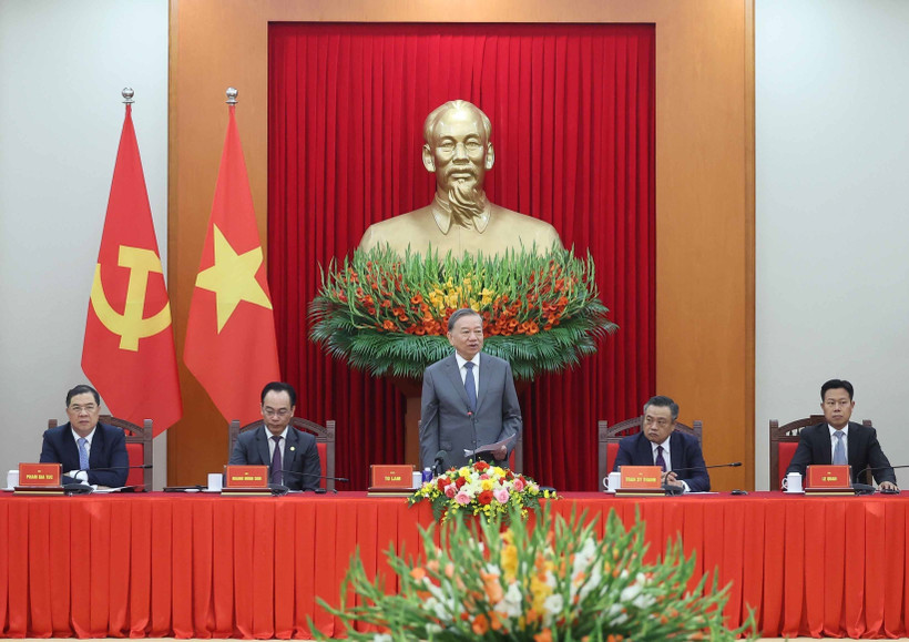 苏林总书记发言。图自越通社