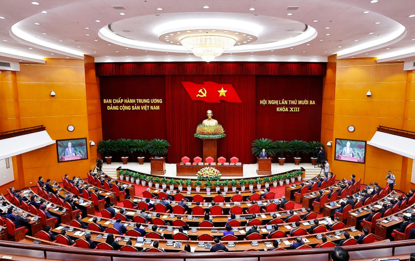 越共第十三届中央委员会第十三次会议闭幕。图自越通社
