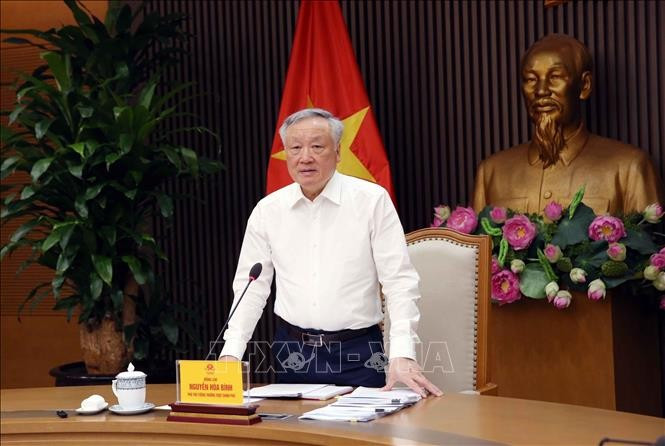 政府常务副总理阮和平发言。图自越通社