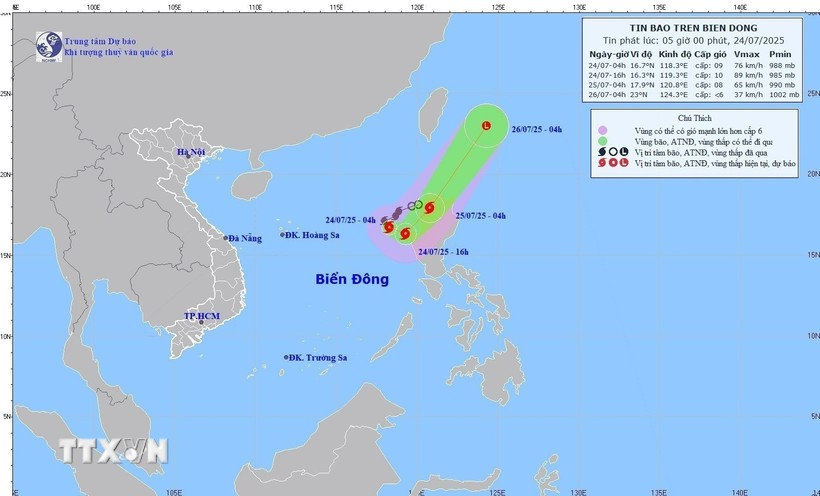 第4号台风向东南偏南方向移动。图自越通社
