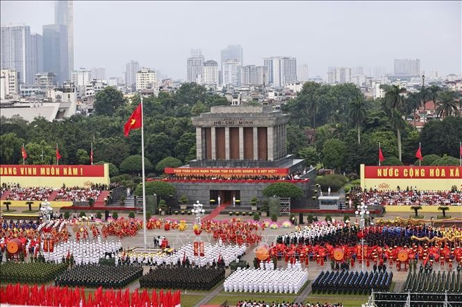 阅兵游行国家级总彩排在河内巴亭广场举行 。图自越通社