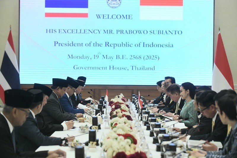 泰国总理佩通坦·钦那瓦与印度尼西亚总统普拉博沃·苏比安托在曼谷举行高级别会谈。图自越通社