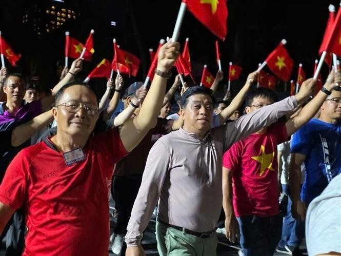 旅外越侨与祖国同频共振。图自越通社