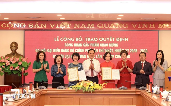 庆祝越南共产党第十四次全国代表大会和2025-2030年任期第一次政府党部代表大会典型产品发布会。图自越通社
