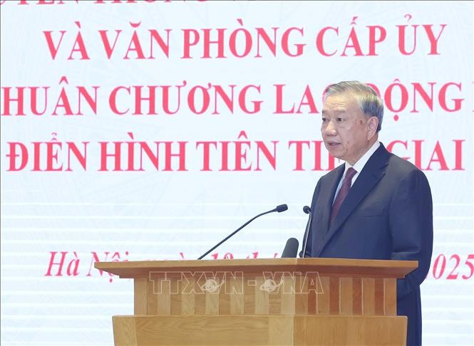 苏林总书记发言。图自越通社