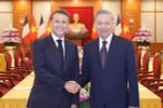 2025年5月26日，越共中央总书记苏林会见法国总统埃马纽埃尔·马克龙。图自越通社