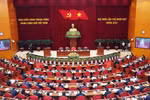 越共第十三届中央委员会第十一次全体会议场景。图自越通社