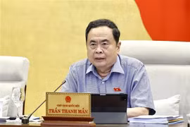 越南国会主席陈青敏出席会议。图自越通社