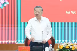 越共中央总书记苏林在会议上发言。图自越通社