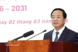 越共中央政治局委员、中央书记处书记、中央宣教与民运部部长郑文决在会上发表讲话。图自越通社