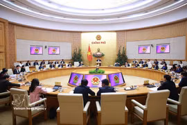 越南政府总理范明政主持召开政府常务会议。图自越通社