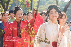 “百花步行”越南服饰文化节2025年11月15日在河内举行。图自越通社