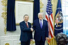 越共中央总书记苏林与美国总统唐纳德·特朗普。图自越通社