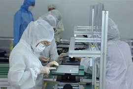 位于海防市安阳郡长月工业园区的Heesung Electronics Vietnam有限公司工厂正在组装用于出口的笔记本电脑。图自越通社