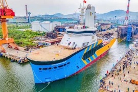 越南造船工业总公司成员单位制造的风电运输船。图自Vietnam+