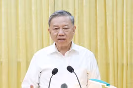 越共中央总书记苏林在会议上发表讲话。图自越通社