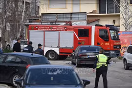 3月16日在北马其顿发生的火灾现场。图自新华社/越通社