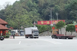 在4·30和5.1假期期间（从4月30日至5月4日），谅山省各口岸职能力量共为6500多辆进出口货车办理通关手续。图自越通社