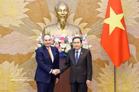 越南国会主席陈青敏与希腊议会第一副议长普拉基奥塔基斯。图自越通社